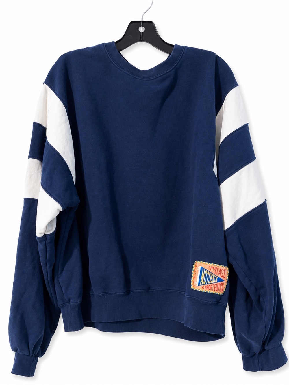 MOTHER “Don’t Sweat It” Navy Colorblock Sweatshirt Size M 100% Cotton